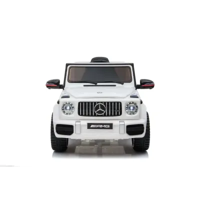 Elektrické autíčko Mercedes G, bílé, jednomístné sedadlo, 12V baterie, 2,4 GHz DO, 2X MOTOR, USB, SD karta, ORGINAL licence