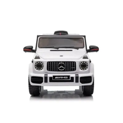 Elektrické autíčko Mercedes G, bílé, jednomístné sedadlo, 12V baterie, 2,4 GHz DO, 2X MOTOR, USB, SD karta, ORGINAL licence