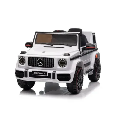 Elektrické autíčko Mercedes G, bílé, jednomístné sedadlo, 12V baterie, 2,4 GHz DO, 2X MOTOR, USB, SD karta, ORGINAL licence