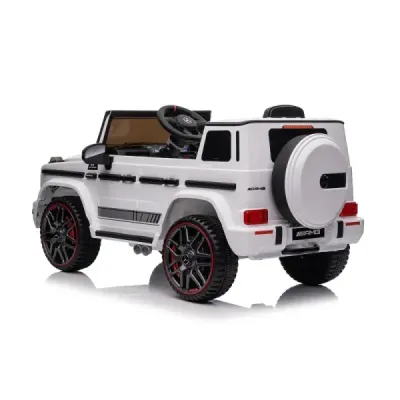 Elektrické autíčko Mercedes G, bílé, jednomístné sedadlo, 12V baterie, 2,4 GHz DO, 2X MOTOR, USB, SD karta, ORGINAL licence