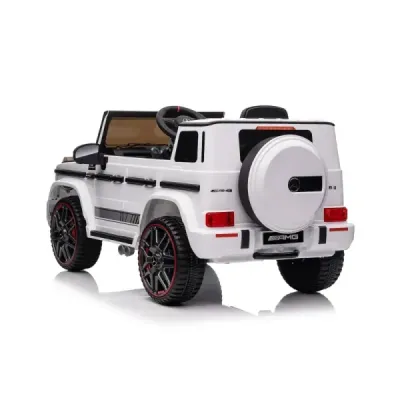 Elektrické autíčko Mercedes G, bílé, jednomístné sedadlo, 12V baterie, 2,4 GHz DO, 2X MOTOR, USB, SD karta, ORGINAL licence