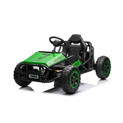 Elektrická Motokára SPORT-KART 24V, zelená, EVA kola, Koženkové sedátko, 2 x 50W Motor, 24V Baterie, Masivní kovová konstrukce