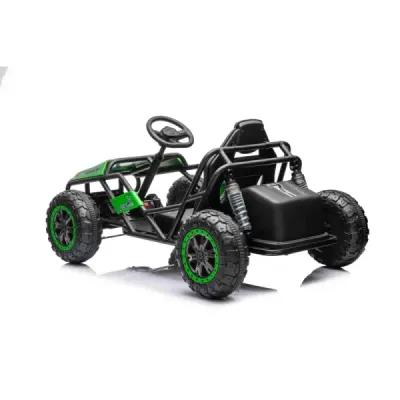 Elektrická Motokára SPORT-KART 24V, zelená, EVA kola, Koženkové sedátko, 2 x 50W Motor, 24V Baterie, Masivní kovová konstrukce
