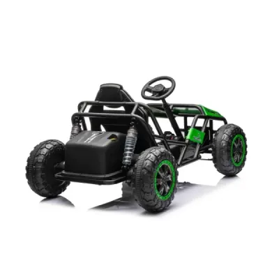 Elektrická Motokára SPORT-KART 24V, zelená, EVA kola, Koženkové sedátko, 2 x 50W Motor, 24V Baterie, Masivní kovová konstrukce