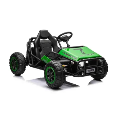 Elektrická Motokára SPORT-KART 24V, zelená, EVA kola, Koženkové sedátko, 2 x 50W Motor, 24V Baterie, Masivní kovová konstrukce