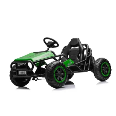 Elektrická Motokára SPORT-KART 24V, zelená, EVA kola, Koženkové sedátko, 2 x 50W Motor, 24V Baterie, Masivní kovová konstrukce