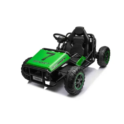 Elektrická Motokára SPORT-KART 24V, zelená, EVA kola, Koženkové sedátko, 2 x 50W Motor, 24V Baterie, Masivní kovová konstrukce