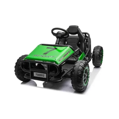 Elektrická Motokára SPORT-KART 24V, zelená, EVA kola, Koženkové sedátko, 2 x 50W Motor, 24V Baterie, Masivní kovová konstrukce