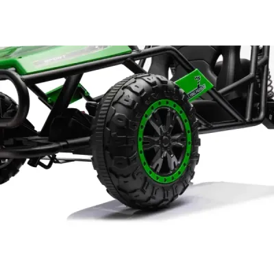 Elektrická Motokára SPORT-KART 24V, zelená, EVA kola, Koženkové sedátko, 2 x 50W Motor, 24V Baterie, Masivní kovová konstrukce