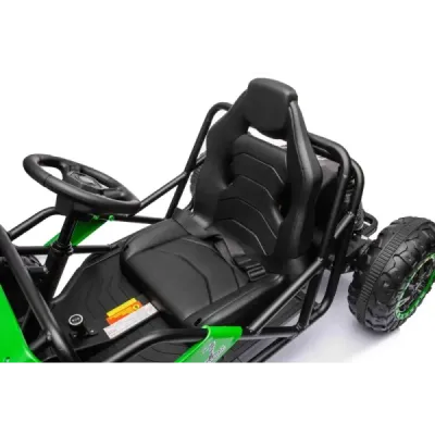 Elektrická Motokára SPORT-KART 24V, zelená, EVA kola, Koženkové sedátko, 2 x 50W Motor, 24V Baterie, Masivní kovová konstrukce