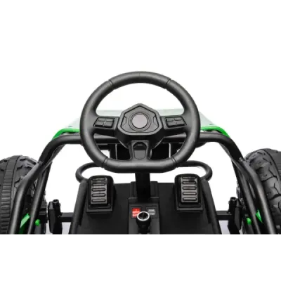 Elektrická Motokára SPORT-KART 24V, zelená, EVA kola, Koženkové sedátko, 2 x 50W Motor, 24V Baterie, Masivní kovová konstrukce