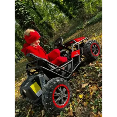 Elektrická Motokára SPORT-KART 24V, zelená, EVA kola, Koženkové sedátko, 2 x 50W Motor, 24V Baterie, Masivní kovová konstrukce