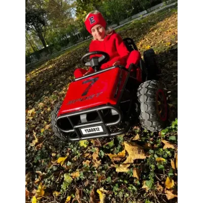 Elektrická Motokára SPORT-KART 24V, zelená, EVA kola, Koženkové sedátko, 2 x 50W Motor, 24V Baterie, Masivní kovová konstrukce