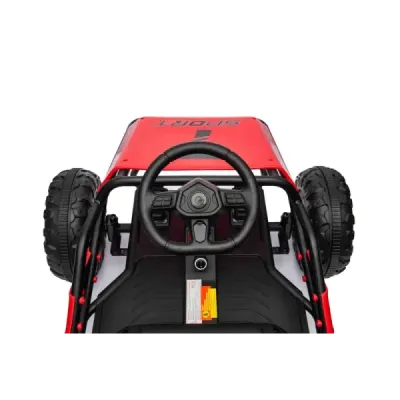 Elektrická Motokára SPORT-KART 24V, červená, EVA kola, Koženkové sedátko, 2 x 50W Motor, 24V Baterie, Masivní kovová konstrukce