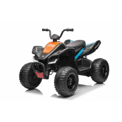 Licencovaná elektrická čtyřkolka McLaren Racing MCL 12V 4X4, černá, měkká EVA kola, DÁLKOVÉ OVLÁDÁNÍ, koženkové sedátko, odpruže