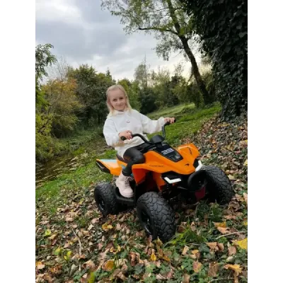Licencovaná elektrická čtyřkolka McLaren Racing MCL 12V 4X4, černá, měkká EVA kola, DÁLKOVÉ OVLÁDÁNÍ, koženkové sedátko, odpruže