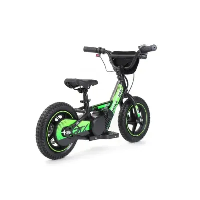 Dětské elektrické odrážedlo RIRIBIKE RTX3 24V (12”), zelené, Lithiová baterie, 100W motor, Kotoučová brzda, Nastavitelné měkké P