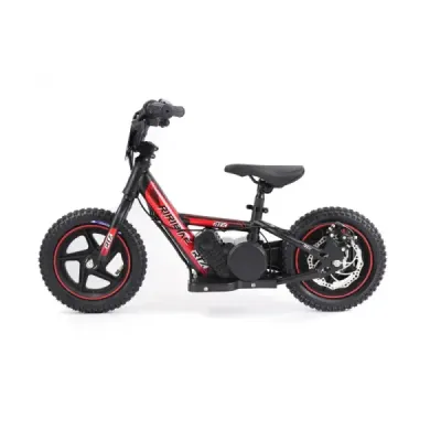 Dětské elektrické odrážedlo RIRIBIKE RTX3 24V (12”), červené, Lithiová baterie, 100W Motor, Kotoučová brzda, Nastavitelné měkké 