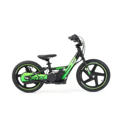 Dětské elektrické odrážedlo RIRIBIKE RTX6 24V (16”), zelené, Lithiová baterie, 250W Motor, Kotoučová brzda, Nastavitelné měkké P