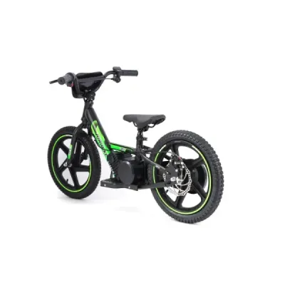 Dětské elektrické odrážedlo RIRIBIKE RTX6 24V (16”), zelené, Lithiová baterie, 250W Motor, Kotoučová brzda, Nastavitelné měkké P