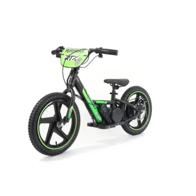 Dětské elektrické odrážedlo RIRIBIKE RTX6 24V (16”), zelené, Lithiová baterie, 250W Motor, Kotoučová brzda, Nastavitelné měkké P