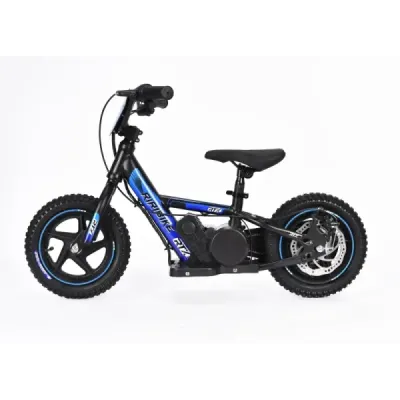 Dětské elektrické odrážedlo RIRIBIKE RTX3 24V (12”), modré, Lithiová baterie, 100W motor, Kotoučová brzda, Nastavitelné měkké PU