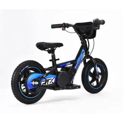 Dětské elektrické odrážedlo RIRIBIKE RTX3 24V (12”), modré, Lithiová baterie, 100W motor, Kotoučová brzda, Nastavitelné měkké PU