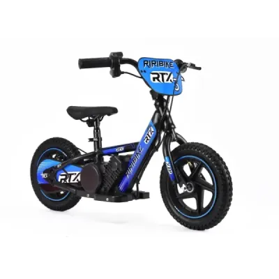 Dětské elektrické odrážedlo RIRIBIKE RTX3 24V (12”), modré, Lithiová baterie, 100W motor, Kotoučová brzda, Nastavitelné měkké PU