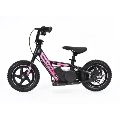 Dětské elektrické odrážedlo RIRIBIKE RTX3 24V (12”), růžové, Lithiová baterie, 100W motor, Kotoučová brzda, Nastavitelné měkké P