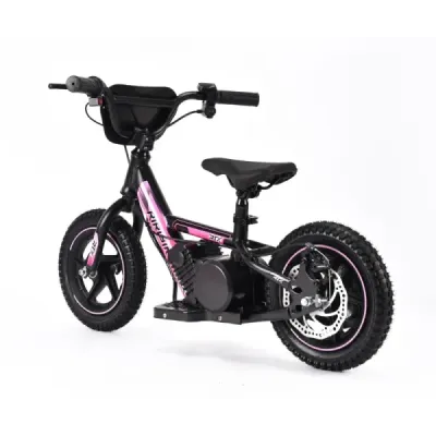 Dětské elektrické odrážedlo RIRIBIKE RTX3 24V (12”), růžové, Lithiová baterie, 100W motor, Kotoučová brzda, Nastavitelné měkké P