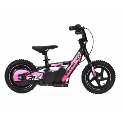 Dětské elektrické odrážedlo RIRIBIKE RTX3 24V (12”), růžové, Lithiová baterie, 100W motor, Kotoučová brzda, Nastavitelné měkké P