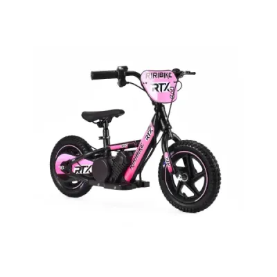 Dětské elektrické odrážedlo RIRIBIKE RTX3 24V (12”), růžové, Lithiová baterie, 100W motor, Kotoučová brzda, Nastavitelné měkké P