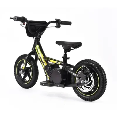 Dětské elektrické odrážedlo RIRIBIKE RTX3 24V (12”), žluté, Lithiová baterie, 100W motor, Kotoučová brzda, Nastavitelné měkké PU