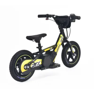 Dětské elektrické odrážedlo RIRIBIKE RTX3 24V (12”), žluté, Lithiová baterie, 100W motor, Kotoučová brzda, Nastavitelné měkké PU