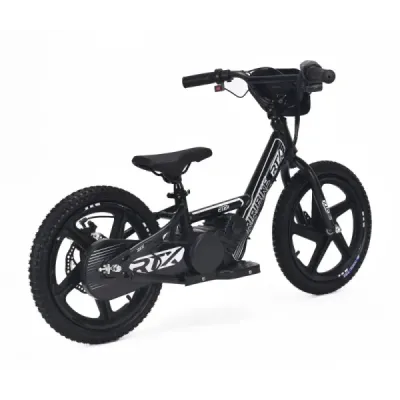 Dětské elektrické odrážedlo RIRIBIKE RTX6 24V (16”), černé, Lithiová baterie, 250W Motor, Kotoučová brzda, Nastavitelné měkké PU