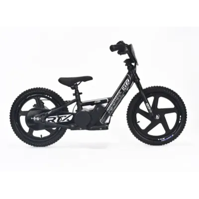 Dětské elektrické odrážedlo RIRIBIKE RTX6 24V (16”), černé, Lithiová baterie, 250W Motor, Kotoučová brzda, Nastavitelné měkké PU