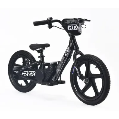 Dětské elektrické odrážedlo RIRIBIKE RTX6 24V (16”), černé, Lithiová baterie, 250W Motor, Kotoučová brzda, Nastavitelné měkké PU