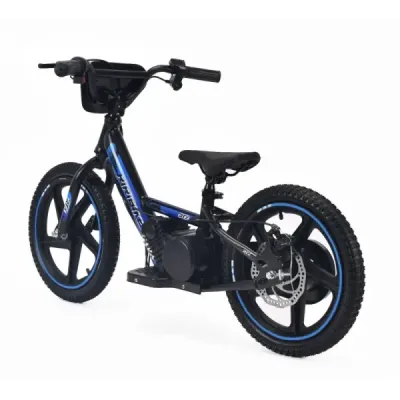 Dětské elektrické odrážedlo RIRIBIKE RTX6 24V (16”), modré, Lithiová baterie, 250W Motor, Kotoučová brzda, Nastavitelné měkké PU