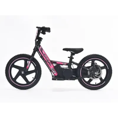 Dětské elektrické odrážedlo RIRIBIKE RTX6 24V (16”), růžové, Lithiová baterie, 250W Motor, Kotoučová brzda, Nastavitelné měkké P