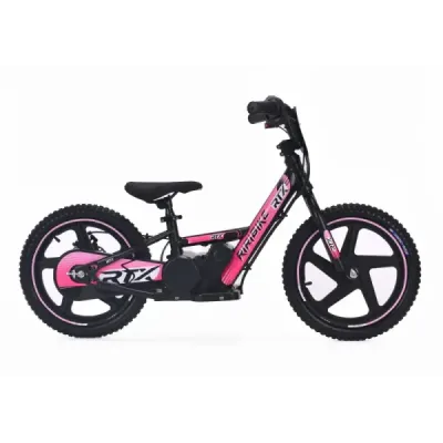 Dětské elektrické odrážedlo RIRIBIKE RTX6 24V (16”), růžové, Lithiová baterie, 250W Motor, Kotoučová brzda, Nastavitelné měkké P