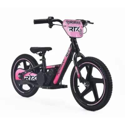 Dětské elektrické odrážedlo RIRIBIKE RTX6 24V (16”), růžové, Lithiová baterie, 250W Motor, Kotoučová brzda, Nastavitelné měkké P