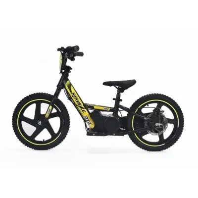 Dětské elektrické odrážedlo RIRIBIKE RTX6 24V (16”), žluté, Lithiová baterie, 250W Motor, Kotoučová brzda, Nastavitelné měkké PU