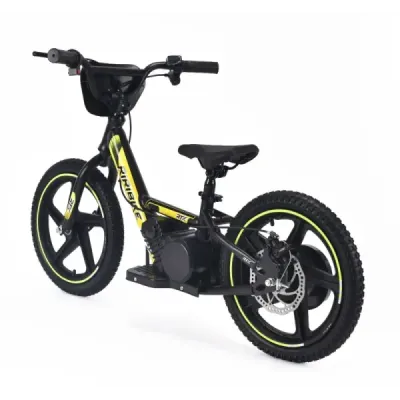 Dětské elektrické odrážedlo RIRIBIKE RTX6 24V (16”), žluté, Lithiová baterie, 250W Motor, Kotoučová brzda, Nastavitelné měkké PU