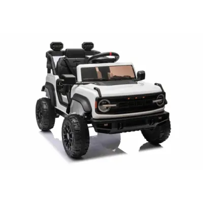 Elektrické autíčko Ford Bronco s pohonem zadních kol s licencí (Jednomístné), bílé, Lithiová baterie, Vysoký podvozek, široké se