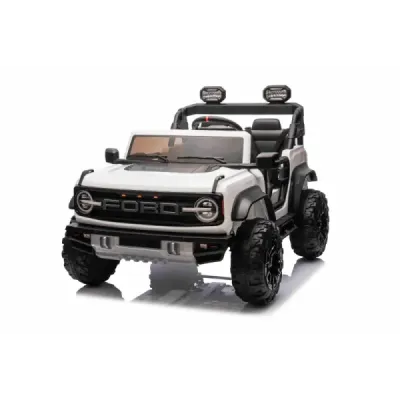 Elektrické autíčko Ford Bronco XL s pohonem zadních kol, licencované (Dvoumístné), bílé, Lithiová baterie, Vysoký podvozek, Dvě 
