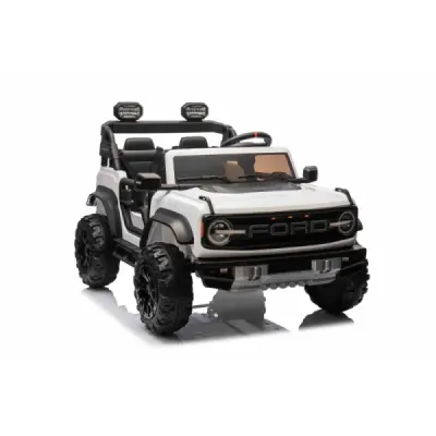 Elektrické autíčko Ford Bronco XL s pohonem zadních kol, licencované (Dvoumístné), bílé, Lithiová baterie, Vysoký podvozek, Dvě 