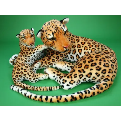 Plyšová leopardice s mládětem, délka 140/65cm Plyšová leopardice s mládětem, délka 140/65cm