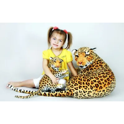 Plyšová leopardice s mládětem, délka 140/65cm Plyšová leopardice s mládětem, délka 140/65cm