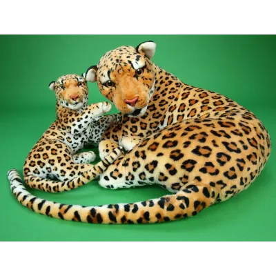 Plyšová leopardice s mládětem, délka 140/65cm Plyšová leopardice s mládětem, délka 140/65cm