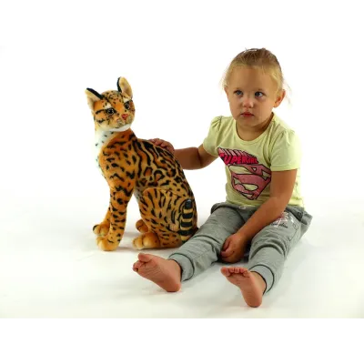 Plyšová sedící kočka Micka ocelot, výška 45cm